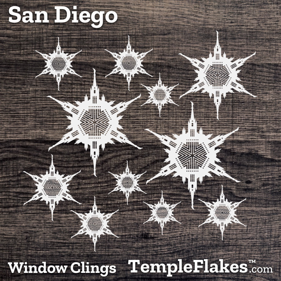 San Diego California Temple Window Clings